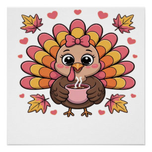 pink kawaii thanksgiving turkey Classic T-Shirt Poster