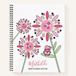 Pink Kawaii Woodlands Sprite and Flowers Name Notebook