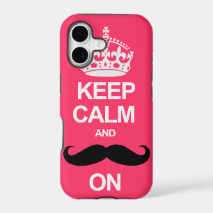 Pink Keep Calm and Carry On Moustache iPhone Case