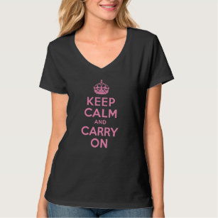 Pink Keep Calm And Carry On T-Shirt