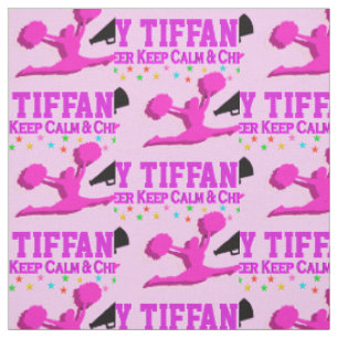 PINK KEEP CALM AND CHEER PERSONALIZED FABRIC