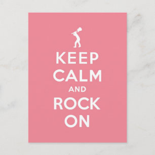 Pink Keep calm and rock on Postcard