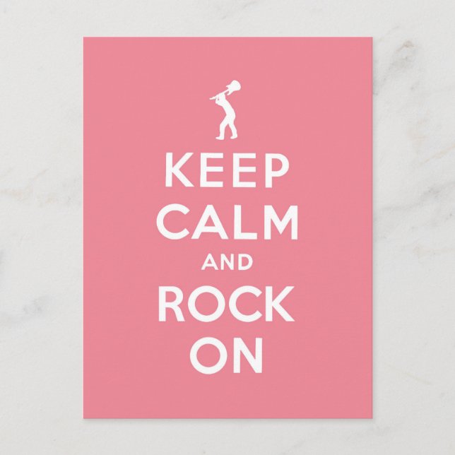 Pink Keep calm and rock on Postcard (Front)