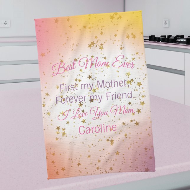 Pink Keepsake Best Mum Ever Template Mothers Day Tea Towel (Creator Uploaded)