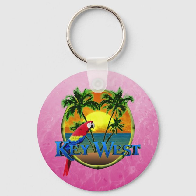 Pink Key West Sunset Key Ring (Front)