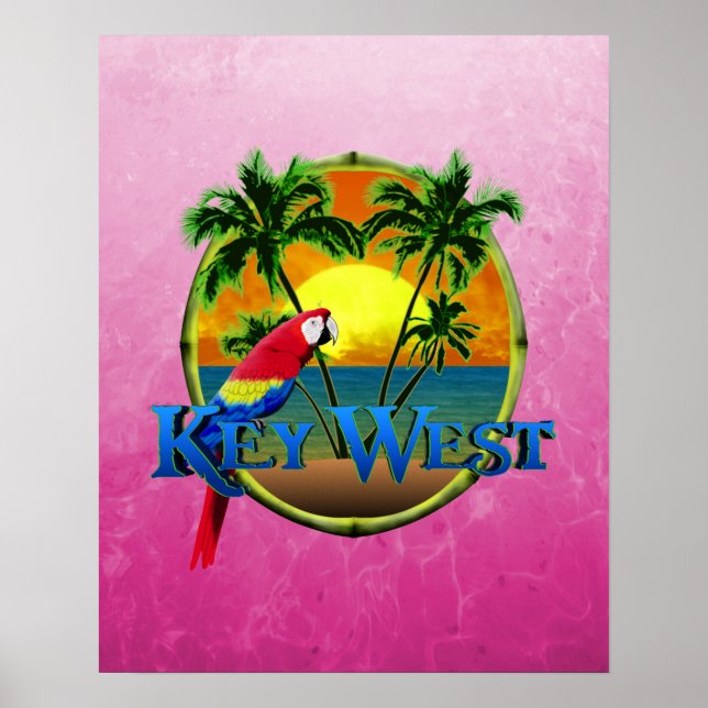 Pink Key West Sunset Poster (Front)