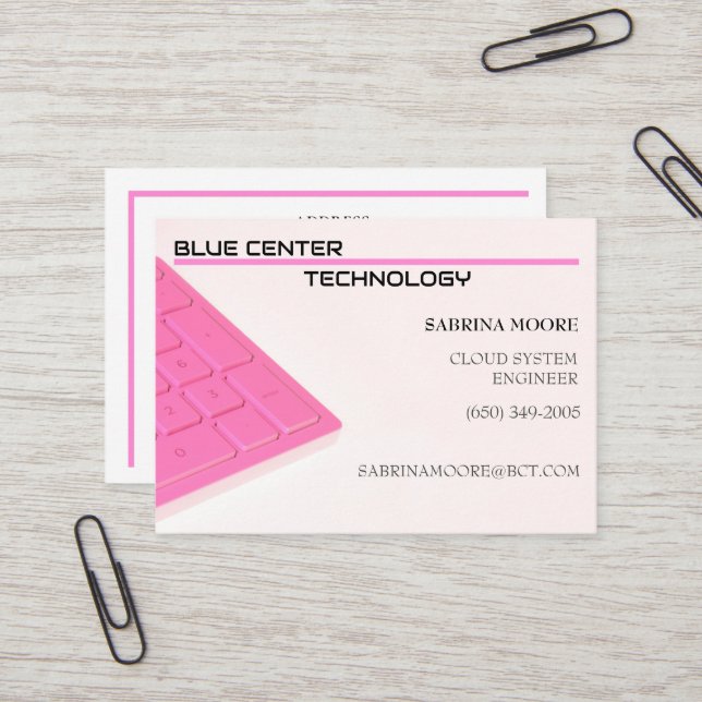 Pink  Keyboard Information Technology   Business Card (Front/Back In Situ)