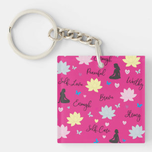 Pink Keychain Resilient Bloom Lotus Design