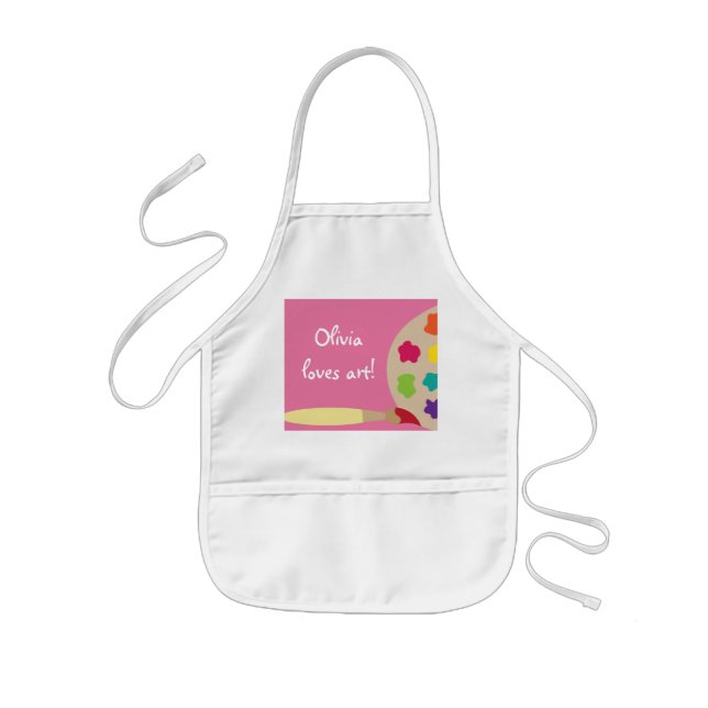 Pink Kids Art Palette Artist Smock Apron (Front)