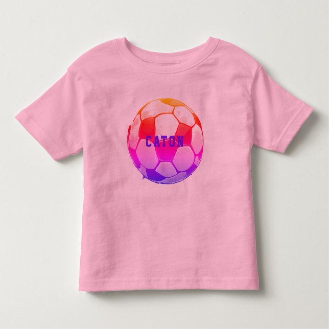 Pink Kids Soccer Personalised Toddler T-Shirt (Front)