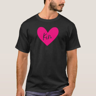 Pink Kim Name Heart Love Woman Girl Kimberly Perso T-Shirt