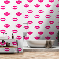 Pink Kiss Lips Custom Colour White