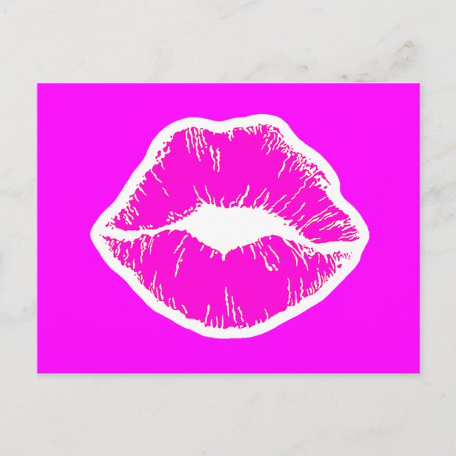 Pink kiss lips lipstick makeup beauty fashion love postcard (Front)