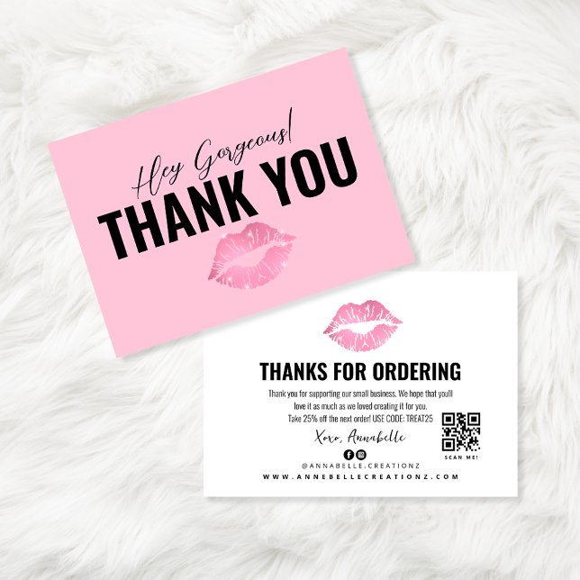 Pink Kiss Lips Thank You Card (Creator Uploaded)