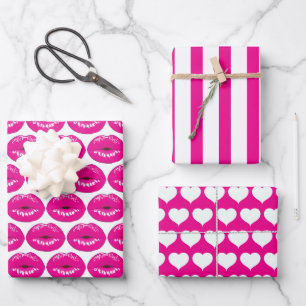 Pink Kiss Lips Wrapping Paper Set
