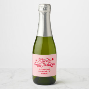 Pink Kiss the miss goodbye Bachelorette Champagne Sparkling Wine Label