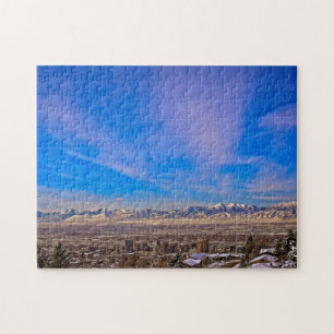 Pink Kissed Sky Over Salt Lake City, Utah Puzzle