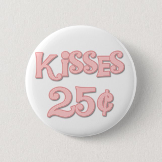 Pink Kisses 25 Cents 6 Cm Round Badge (Front)