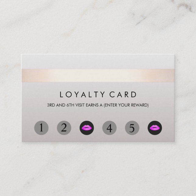 Pink Kissing Lips 6 Punch Customer Loyalty Card (Front)