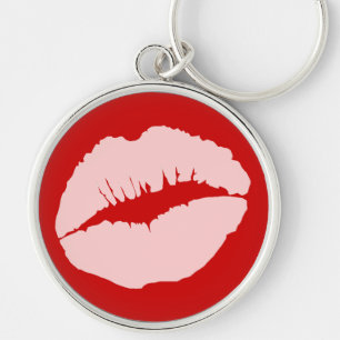 Pink Kissy Lips Key Ring