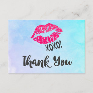 Pink Kissy Lips with xoxo! Thank You Card
