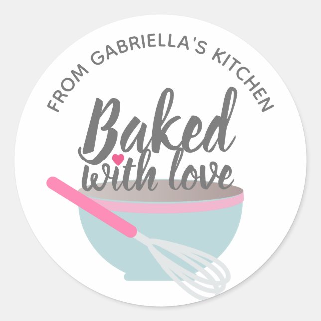 pink kitchen BAKED GIFT LABEL baked with love (Front)