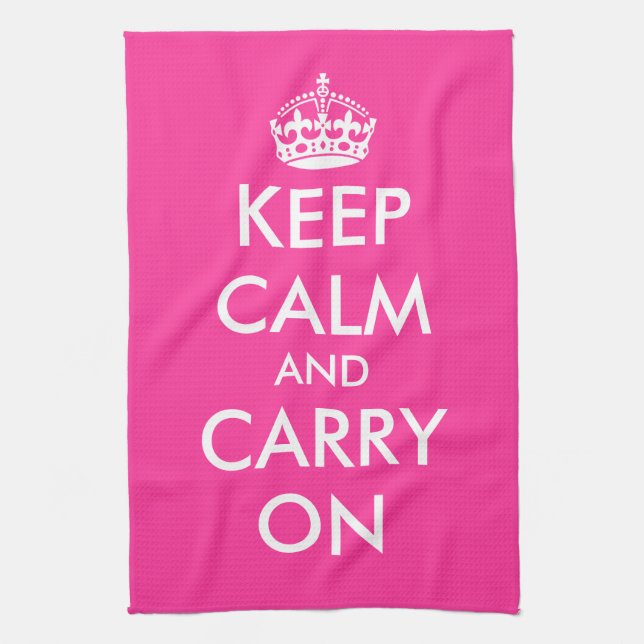 Pink kitchen towel | Keep calm and carry on (Vertical)