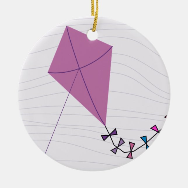 Pink Kite Ceramic Ornament (Front)