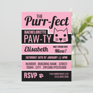 Pink Kitten Bachelorette Party Invitation