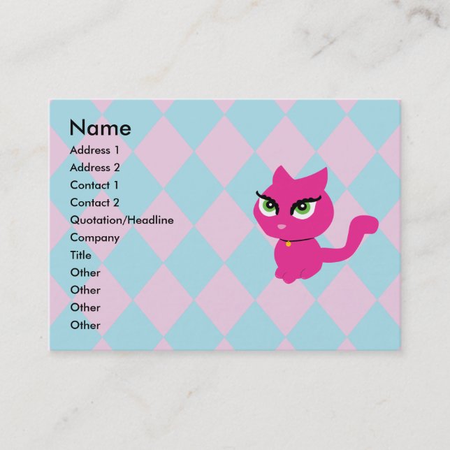 Pink Kitty Cat Business Cards (Front)