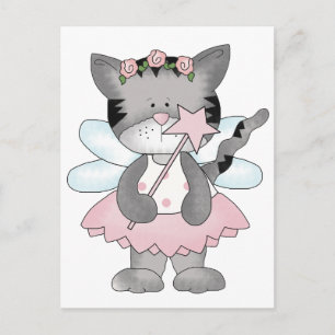 Pink Kitty Fairy Postcard