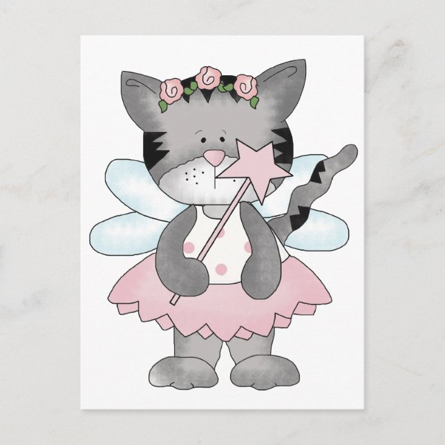 Pink Kitty Fairy Postcard (Front)