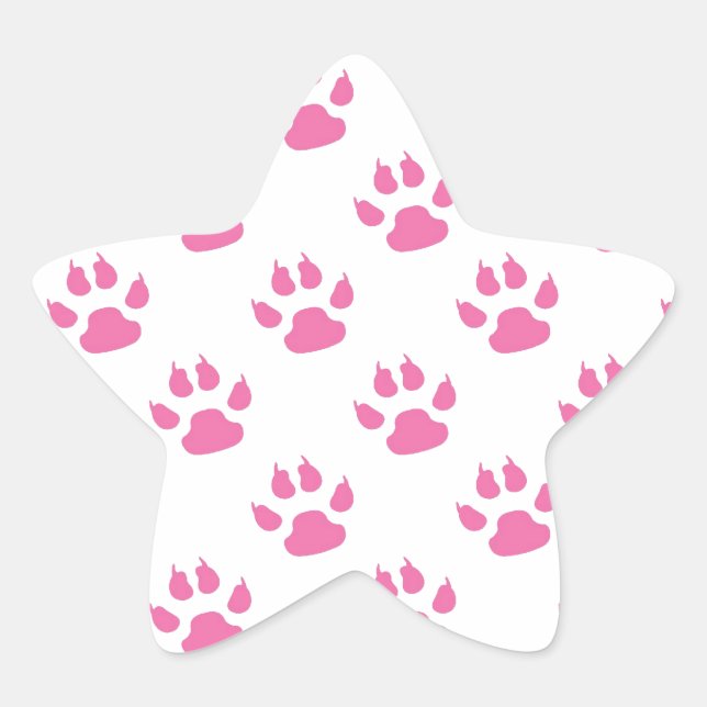 Pink kitty paw print patter star sticker (Front)