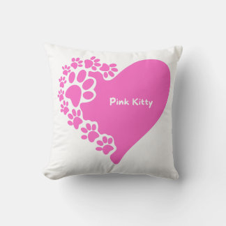 Pink Kitty paws heart pillow for cat lover women