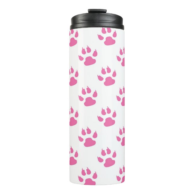 Pink kitty paws pattern thermal tumbler (Front)