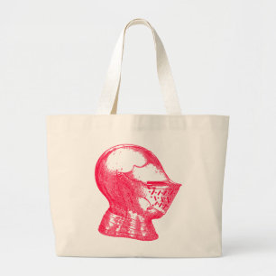 Pink Knight Mediaeval Armour Helmet Knights Large Tote Bag