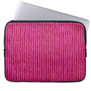 Pink knitted wool close up laptop sleeve