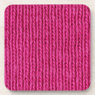 Pink knitted wool coaster