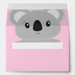 Pink Koala Bear Baby Shower Envelope