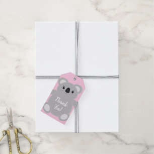 Pink Koala Bear Baby Shower Gift Tags