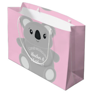 Pink Koala Bear Baby Shower Large Gift Bag