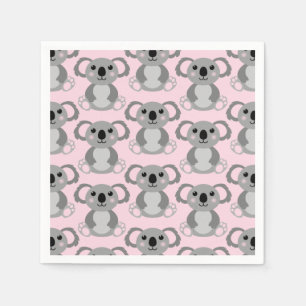 Pink Koala Bear Baby Shower Napkin