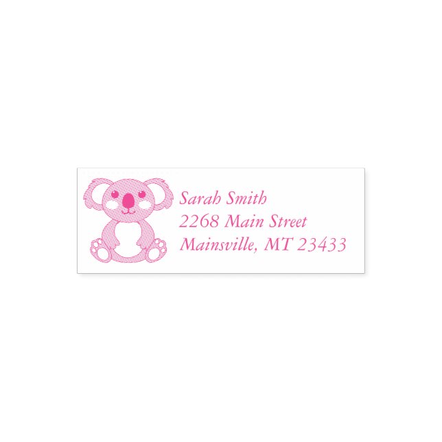 Pink Koala Bear Baby Shower Self-inking Stamp (Design)