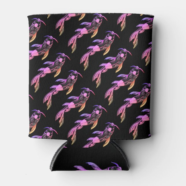 Pink Koi Pattern Editable Insulated Can Cooler (Front)