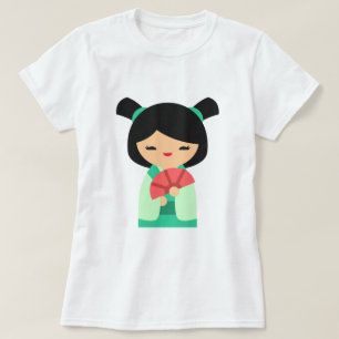 Pink Kokeshi Japanese dolls T-Shirt