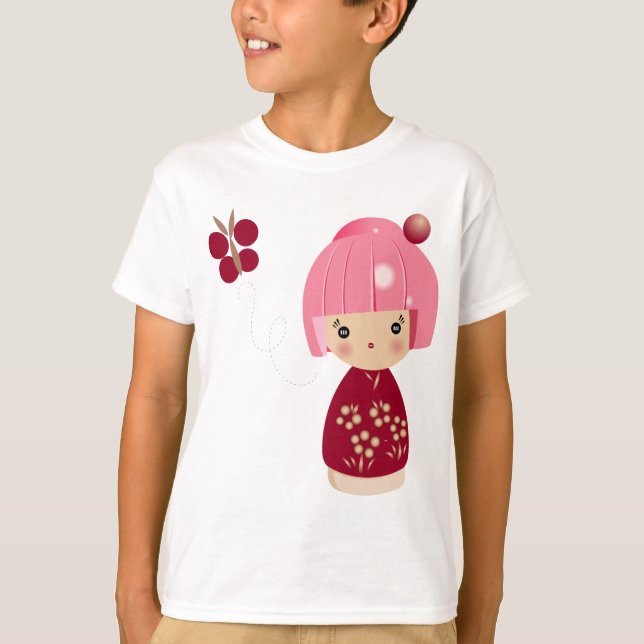 Pink Kokeshi Triplet Kids' Tee (Front)