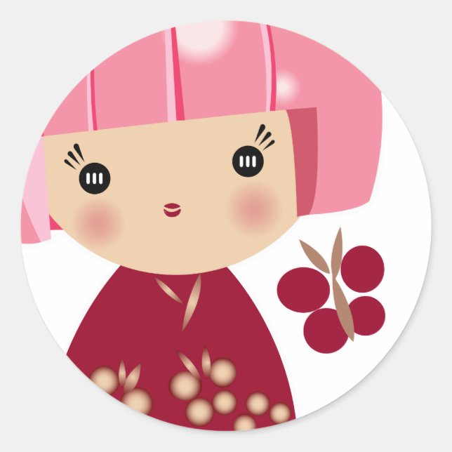 Pink Kokeshi Triplet Sticker (Front)