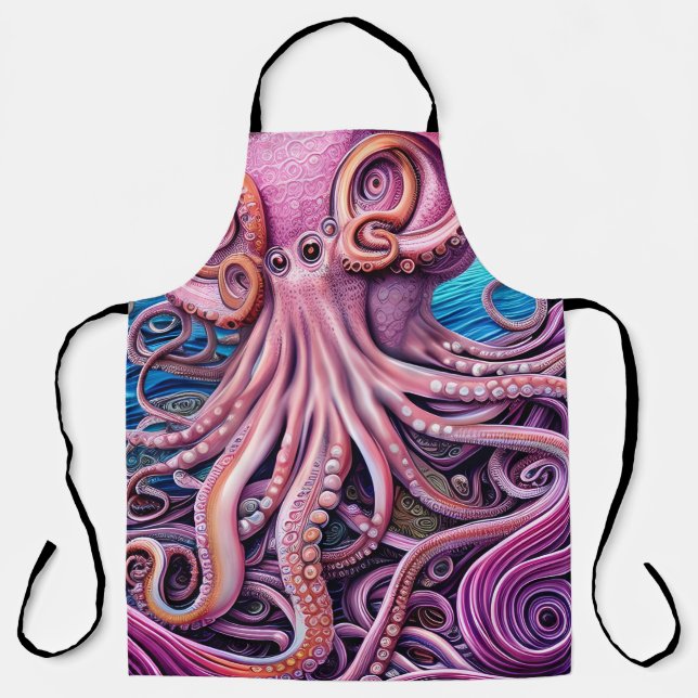 Pink Kraken Octopus Tentacles Apron (Front)