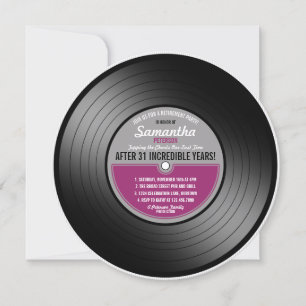 Pink Label Vinyl Record Retirement Party Invitation