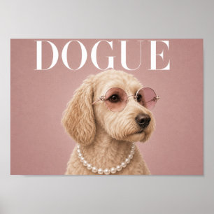 Pink Labradoodle Dog Covergirl A4 Poster